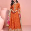embroidered chinon free size anarkali suit semi stitched - Image 3